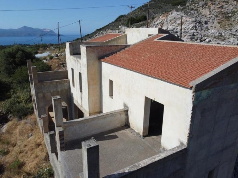 Drapanos Kreta, Drapanos: Rohbau mit Panoramablick auf das Meer und die Berge zu verkaufen Haus kaufen